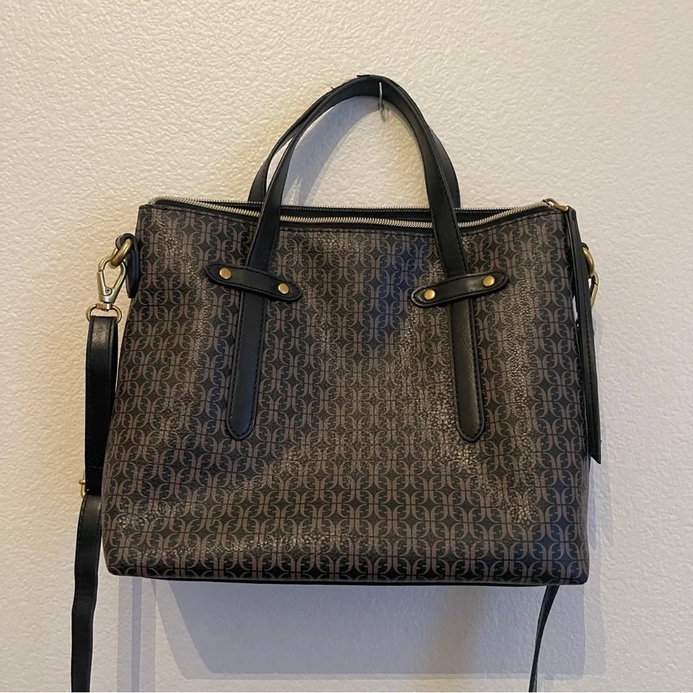 Fossil Felicity Logo Satchel Black Brown